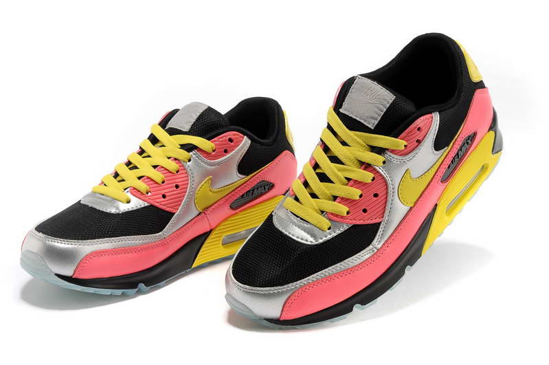 Nike Air Max 90 Mens arc chaussures noir gris rose jaune (1)